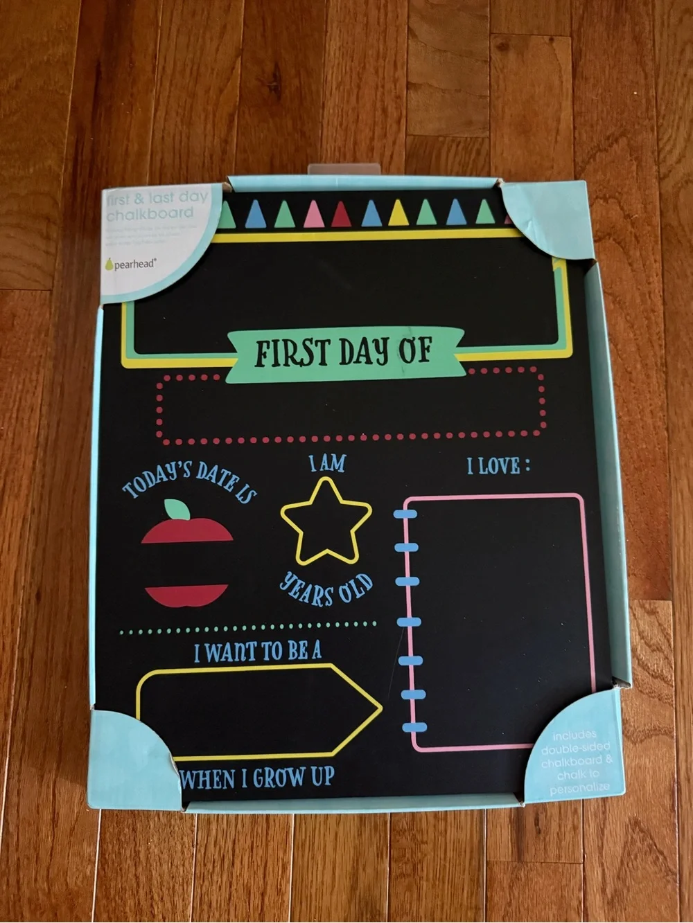 Pearhead First Day Of Chalkboard - Black with Teal Accents